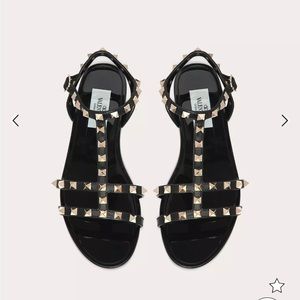 Valentino rockstud gladiator sandal pvc jelly black  sz 37 sz 7 100% authentic